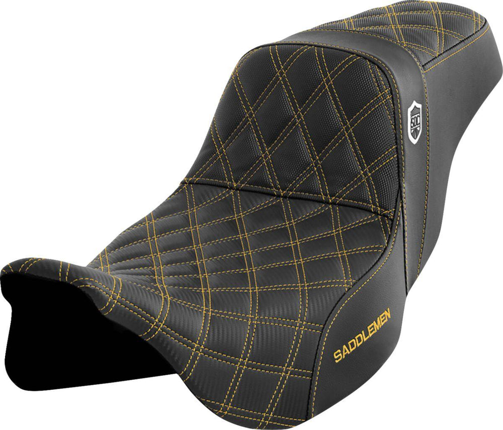 Saddlemen Pro Series SDC Performance Grip Seat For Harley Davidson FLH 1868 2021 - Black/Gold (Driver Seat Length:42 cm)