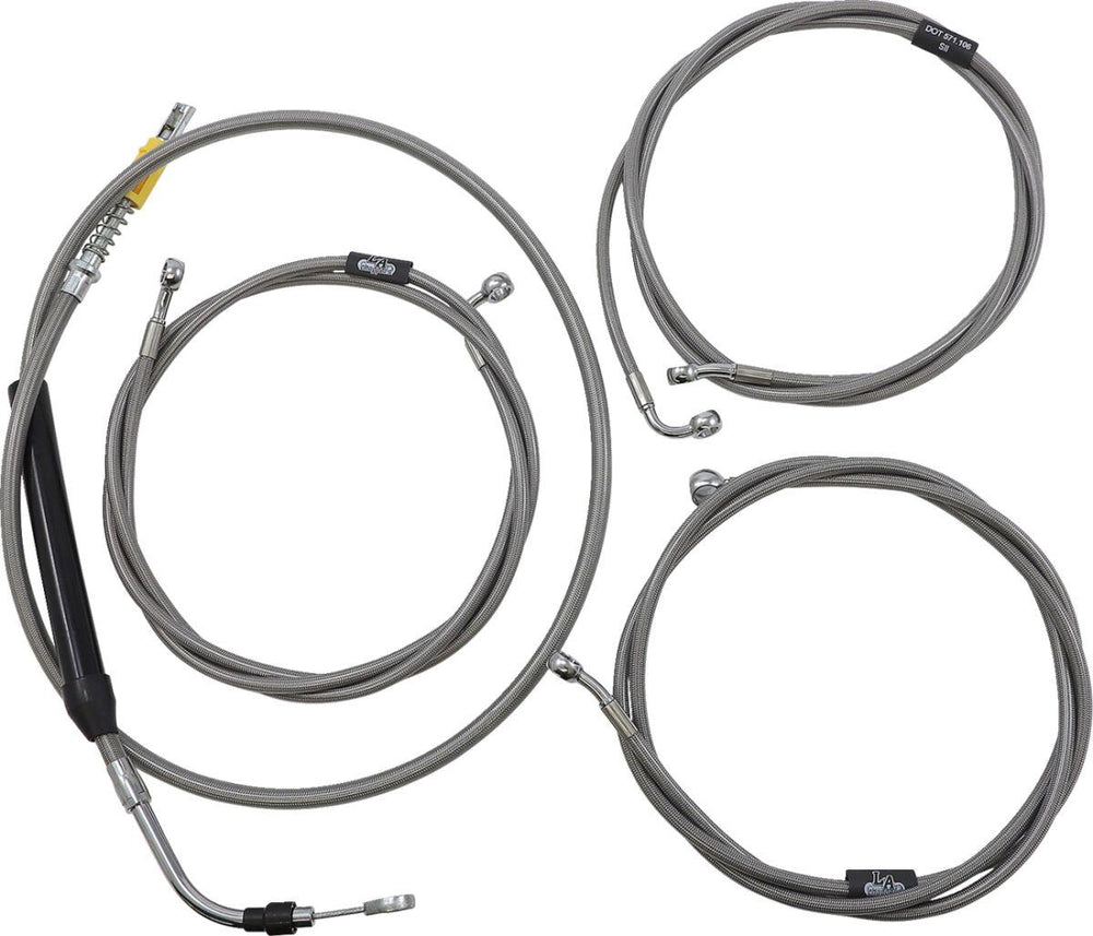LA Choppers Standard Stainless Braided Handlebar Cable/Brake Hose Kit For Harley Davidson FLH 1868 ABS 2021 38 cm - 43 cm (15" - 17") - Clear-Coated
