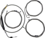 LA Choppers Standard Stainless Braided Handlebar Cable/Brake Hose Kit For Harley Davidson FLH 1868 ABS 2021 38 cm - 43 cm (15" - 17") - Clear-Coated