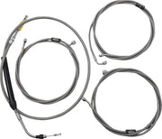 LA Choppers Standard Stainless Braided Handlebar Cable/Brake Hose Kit For Harley Davidson FLHR 1750 ABS 2021-2022 38 cm - 43 cm (15" - 17") - Clear-Coated