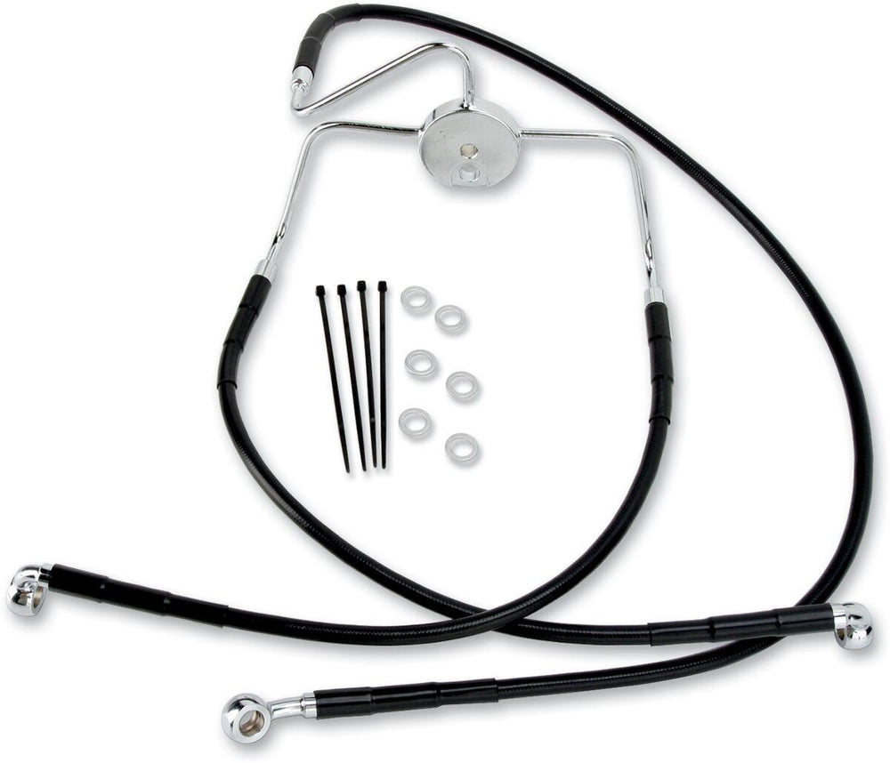 Drag Specialties Stainless Steel Brake Hose Kit For Harley Davidson FLHR 1340 1994-1998 Front Lower Or Upper - Black