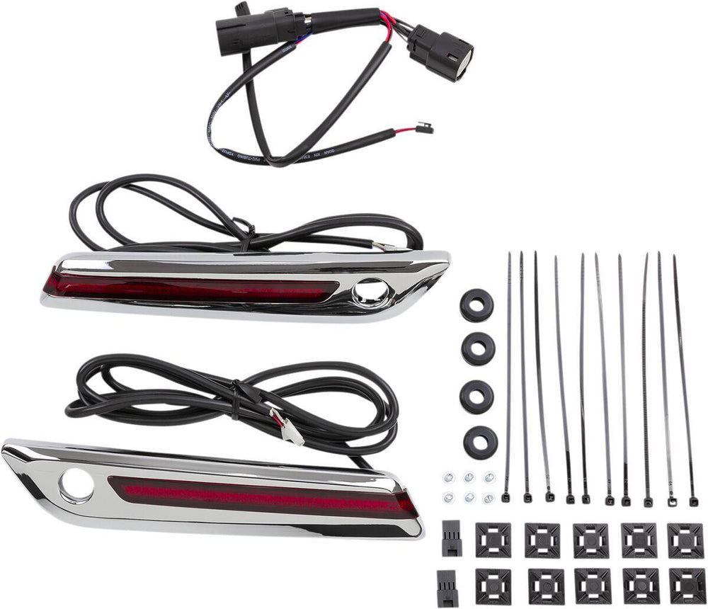 Ciro LED Saddlebag Hinge Covers For Harley Davidson FLH 1868 ABS 2021 - Chrome/Red