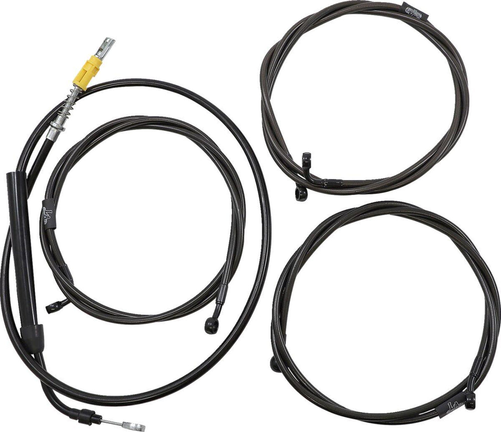 LA Choppers Complete Midnight Braided Handlebar Cable/Brake Hose Kit For Harley Davidson FLH 1868 ABS 2021 30.5 cm - 35.5 cm (12" - 14") - Black/Clear-Coated
