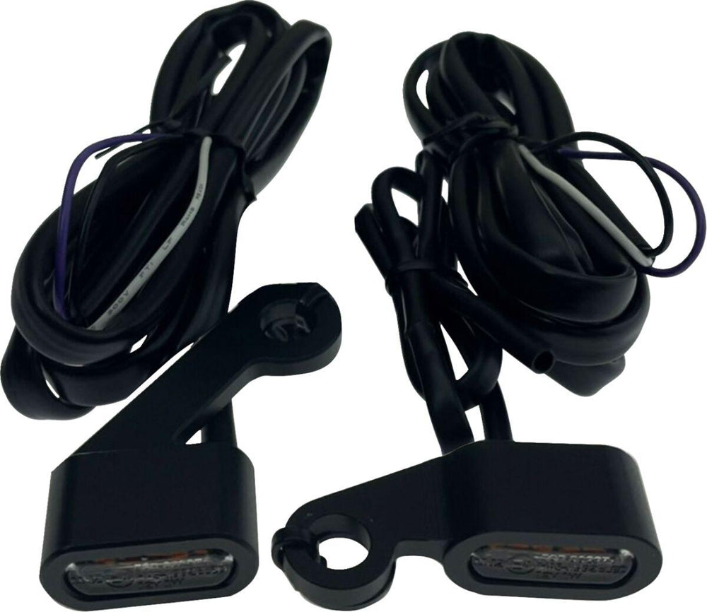 Drag Specialties LED Handlebar Marker Lights For Harley Davidson XL 1200 C 2004-2013 Black Matte Clear