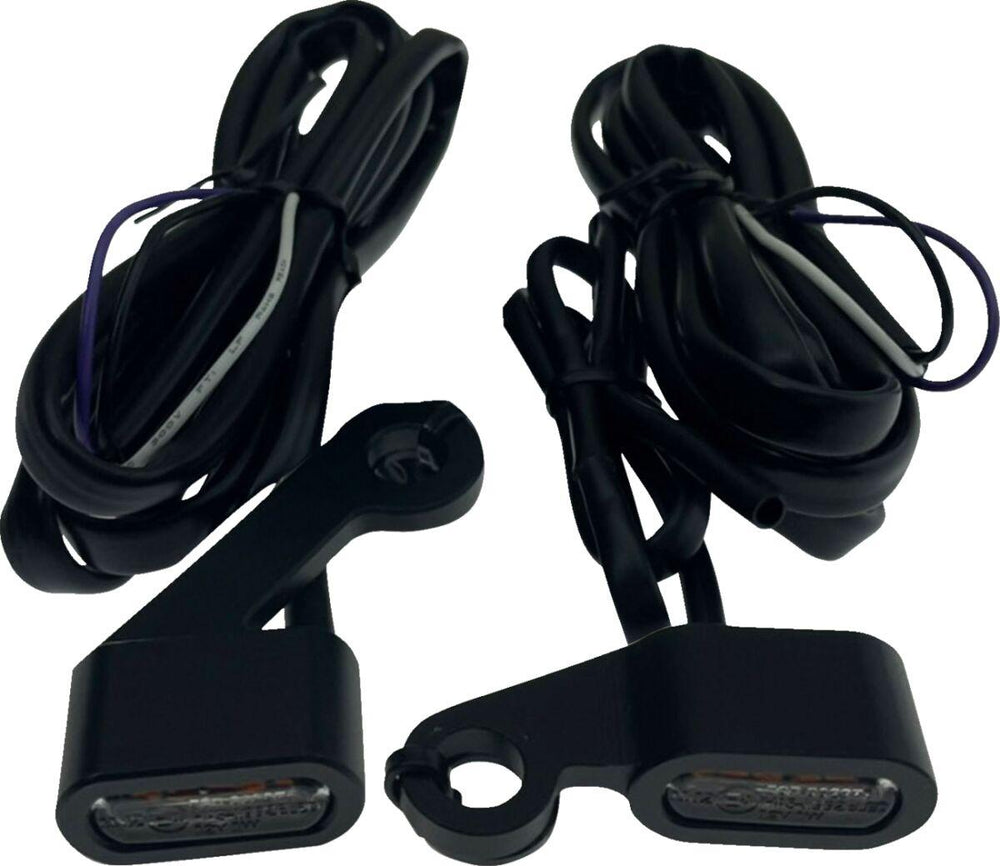 Drag Specialties LED Handlebar Marker Lights For Harley Davidson XL 1200 C 2004-2013 Black Matte Smoke