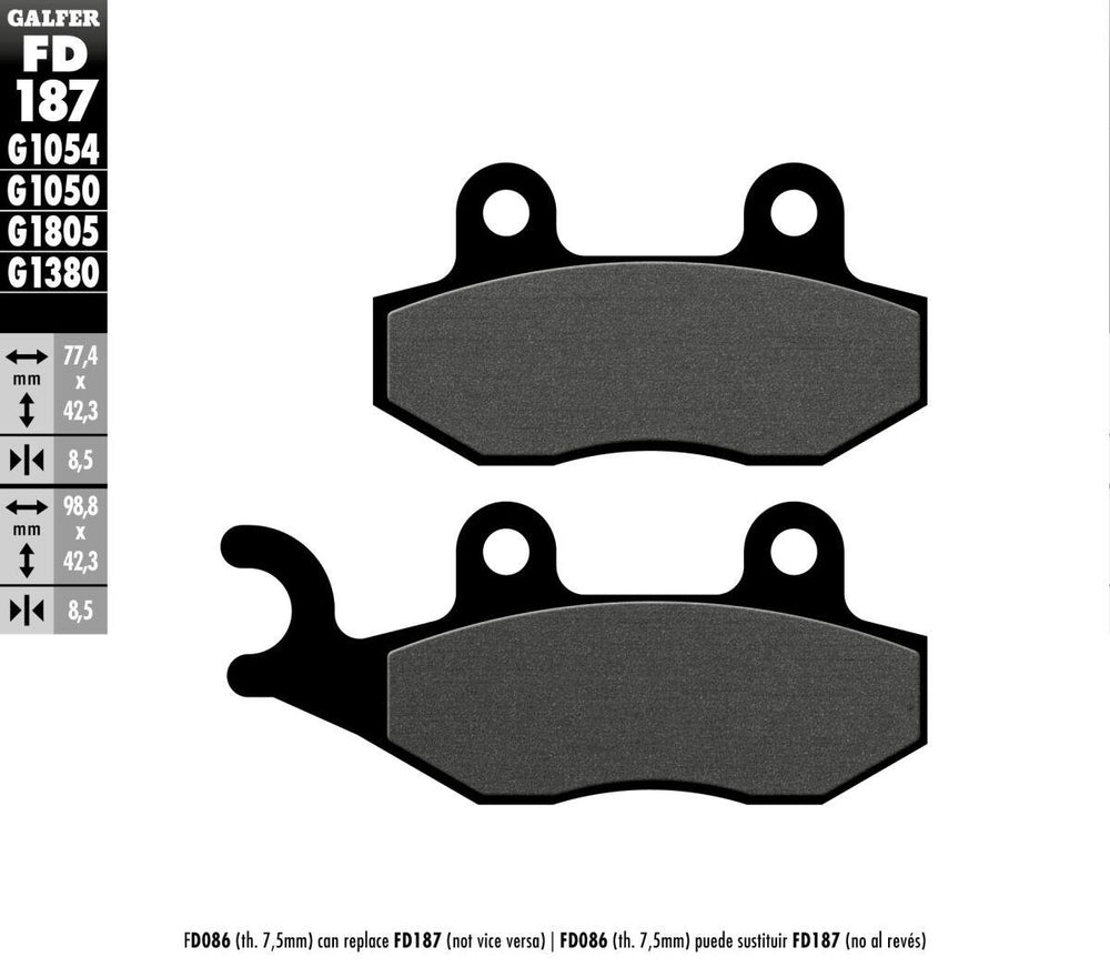 Galfer Organic Semi Metal Scooter Brake Pads For Daelim A-FOUR 50 2011-2013 - Front