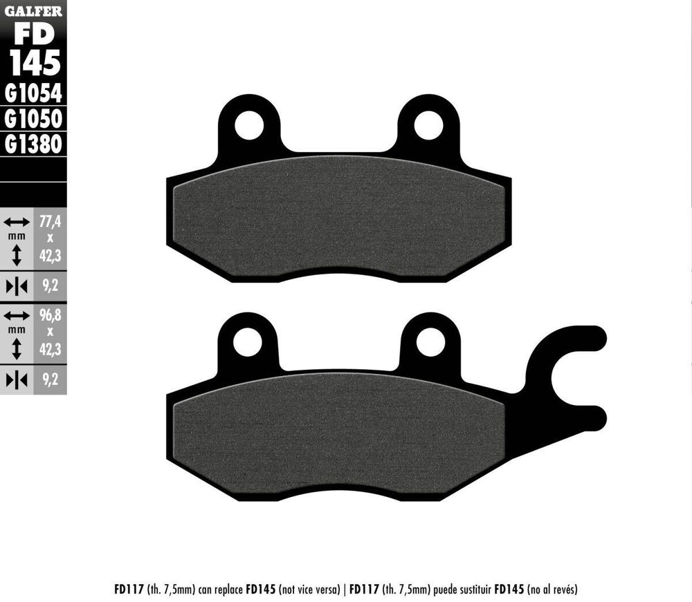 Galfer Organic Semi Metal Scooter Brake Pads For Kymco Agility 125 CBS 2021-2024 - Rear