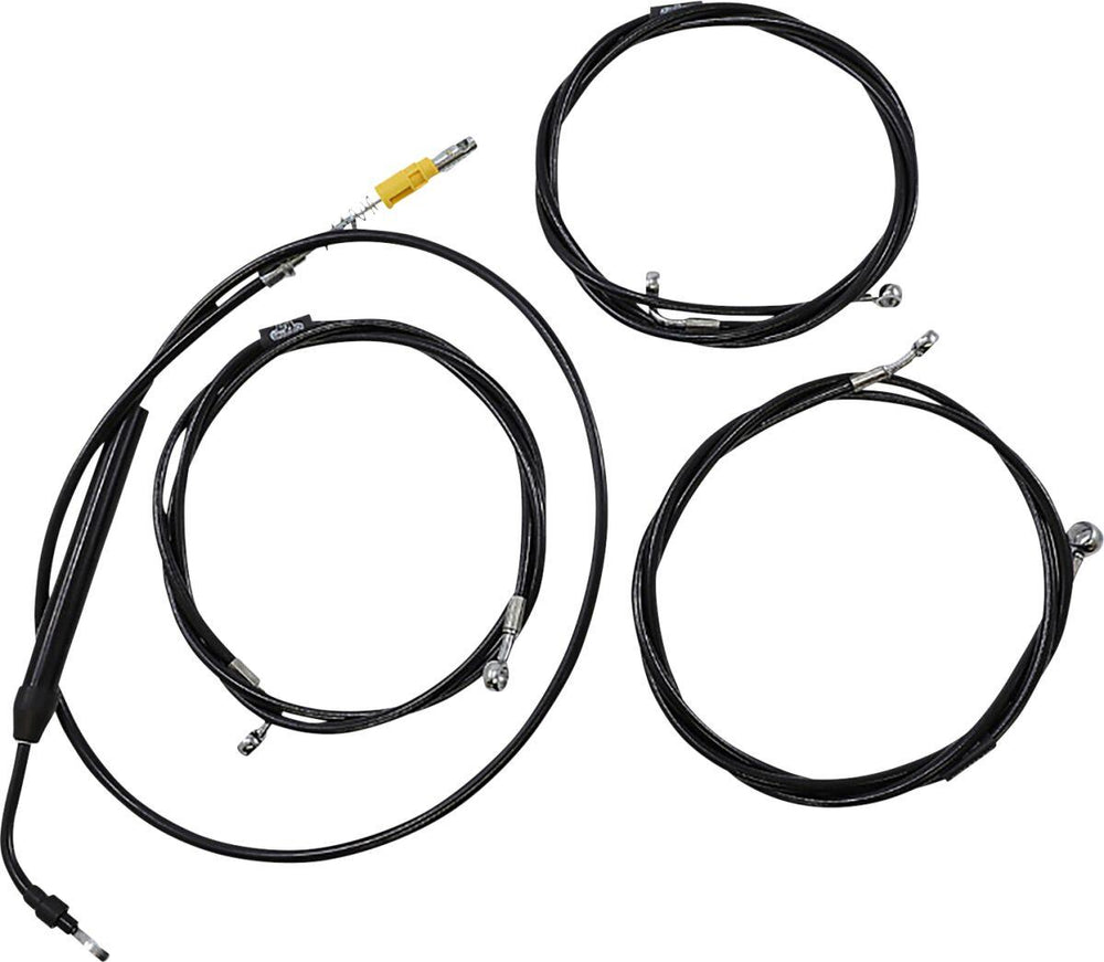 LA Choppers Standard Midnight Braided Handlebar Cable/Brake Hose Kit For Harley Davidson FLHR 1750 ABS 2021-2022 30.5 cm - 35.5 cm (12" - 14") - Black/Clear-Coated