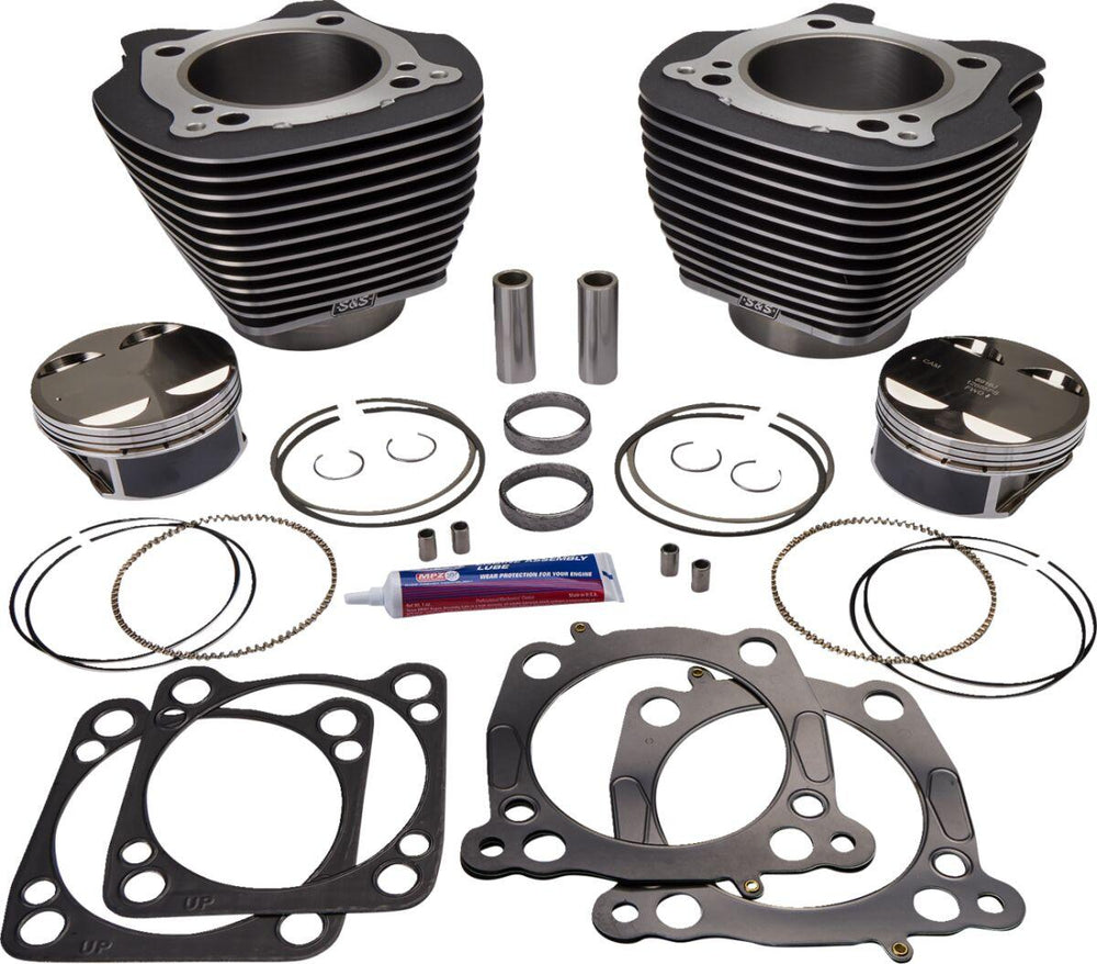 S&S Cycle Big Bore Cylinder Kit For Harley Davidson FLFBS 1868 2018-2024 - Black Highlighted Fins