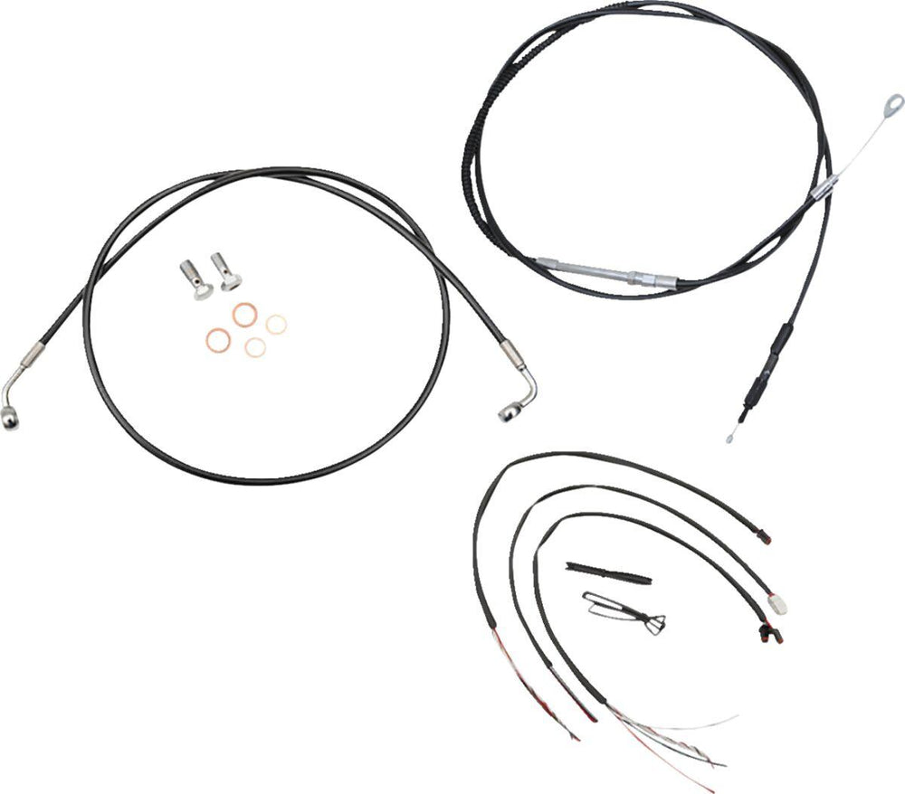 LA Choppers Complete Black Vinyl Braided Handlebar Cable/Brake Hose Kit Non-ABS For Harley Davidson FLDE 1750 ABS 2018-2020 30.5 cm - 35.5 cm (12" - 14") - Black/Clear-Coated