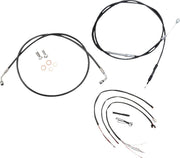 LA Choppers Complete Black Vinyl Braided Handlebar Cable/Brake Hose Kit Non-ABS For Harley Davidson FLDE 1750 ABS 2018-2020 30.5 cm - 35.5 cm (12" - 14") - Black/Clear-Coated