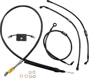 LA Choppers Standard Midnight Braided Handlebar Cable/Brake Low Rider Hose Kit For Harley Davidson FLDE 1750 ABS 2018-2020 30.5 cm - 35.5 cm (12" - 14") - Black/Clear-Coated