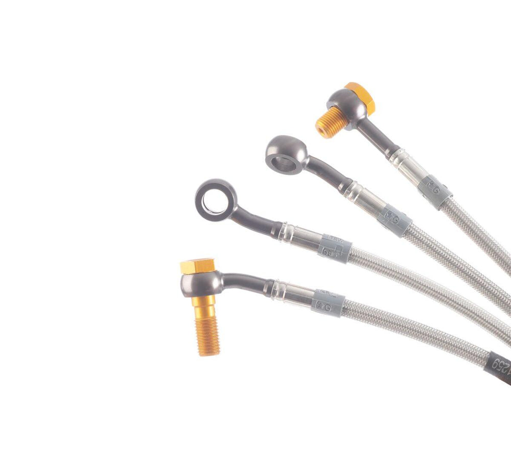 TRW Ready-To-Install Braided Brake Hose Kit For Kawasaki EN450 1986-1990 Front - Titanium