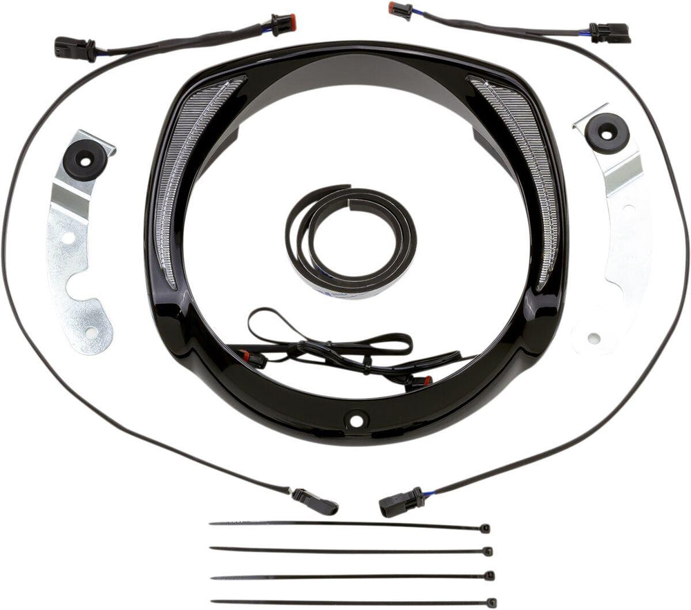 Ciro Fang Headlight Bezel For Harley Davidson FLH 1868 ABS 2021 Black Clear