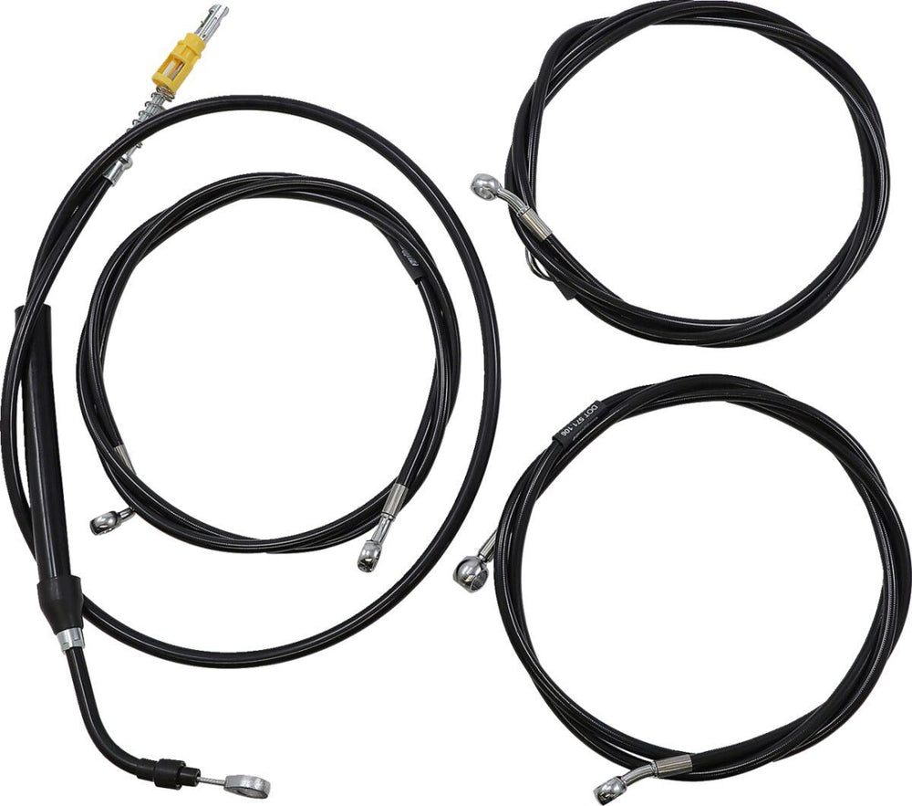 LA Choppers Complete Black Vinyl Braided Handlebar Cable/Brake Hose Kit For Harley Davidson FLH 1868 ABS 2021 30.5 cm - 35.5 cm (12" - 14") - Black/Clear-Coated