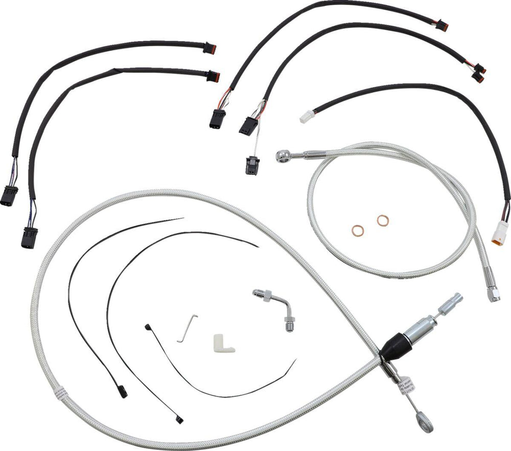 Magnum Shielding Sterling Chromite II Designer Handlebar Cable Install Kit For Harley Davidson FLDE 1750 2018-2020 30.5 - 35.5cm (12" - 14") - Chrome Clear-Coated