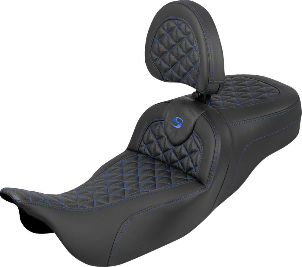Saddlemen Extended Reach RoadSofa Tri Gripper Seat For Harley Davidson FLH 1868 ABS 2021 - Black/Blue