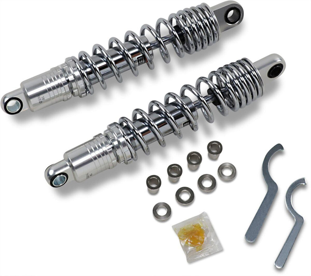 Drag Specialties Premium Ride-Height Adjustable Shocks For Harley Davidson FXLR 1340 1987-1994 Rear 342.90 mm (13.50") - Black Chrome