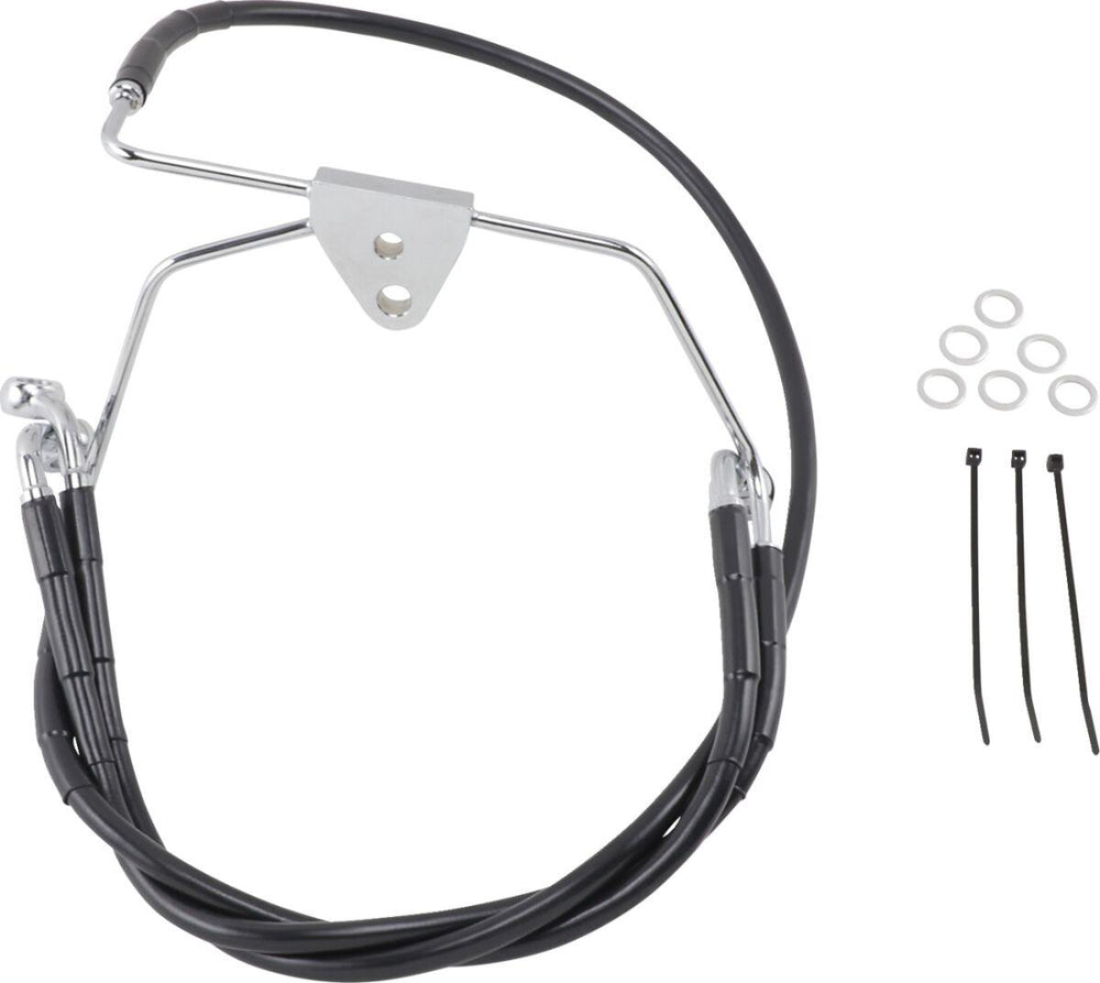 Drag Specialties Extended Length Vinyl Brake Hose Kit For Harley Davidson FLHT 1340 1996-1998 +15.2 cm Front - Black