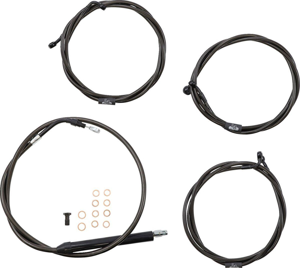 LA Choppers Standard Midnight Braided Handlebar Cable/Brake Hose Kit For Harley Davidson FLH 1868 ABS 2021 38 cm - 43 cm (15" - 17") - Black/Clear-Coated
