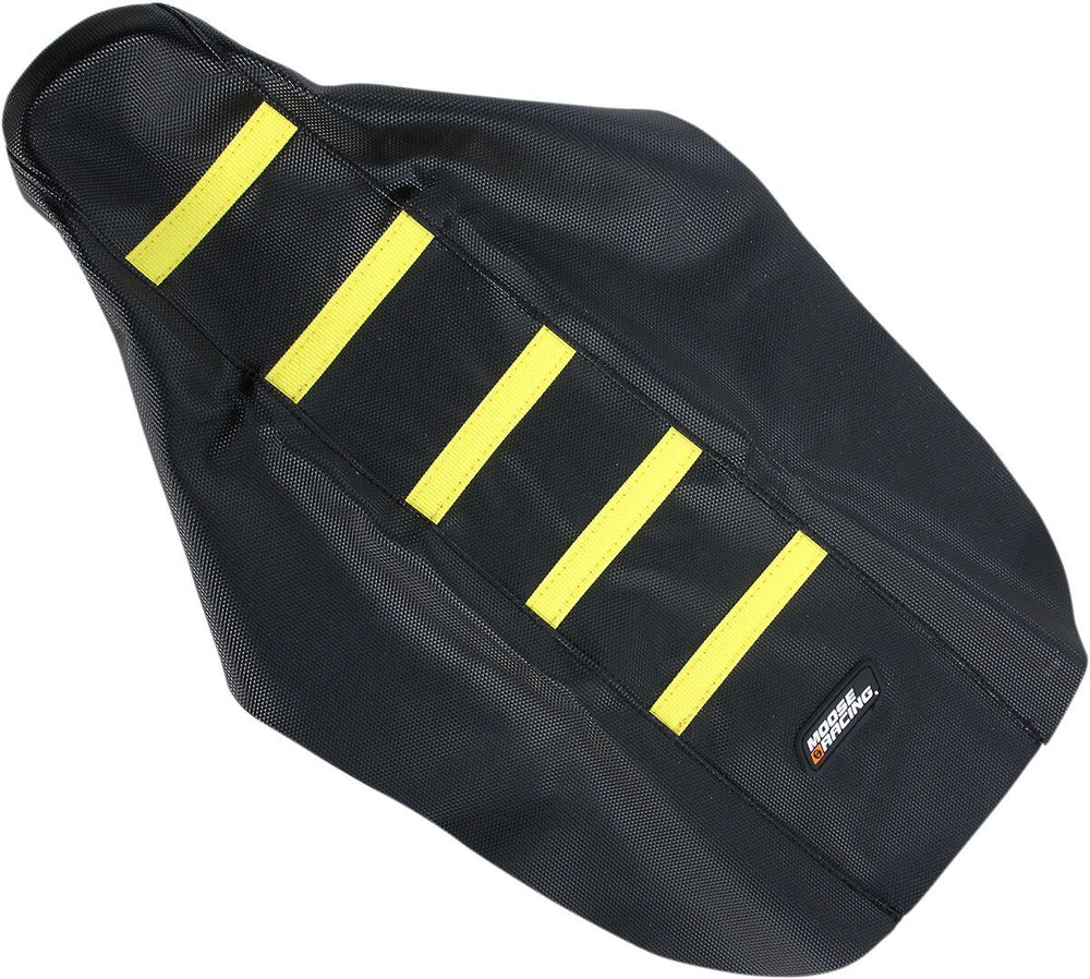 Moose Racing Ribbed Seat Cover For Suzuki RM85 2002-2018 - Black Cover Yellow Ribs