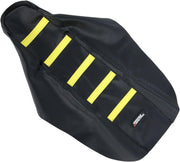 Moose Racing Ribbed Seat Cover For Suzuki RM85 2002-2018 - Black Cover Yellow Ribs