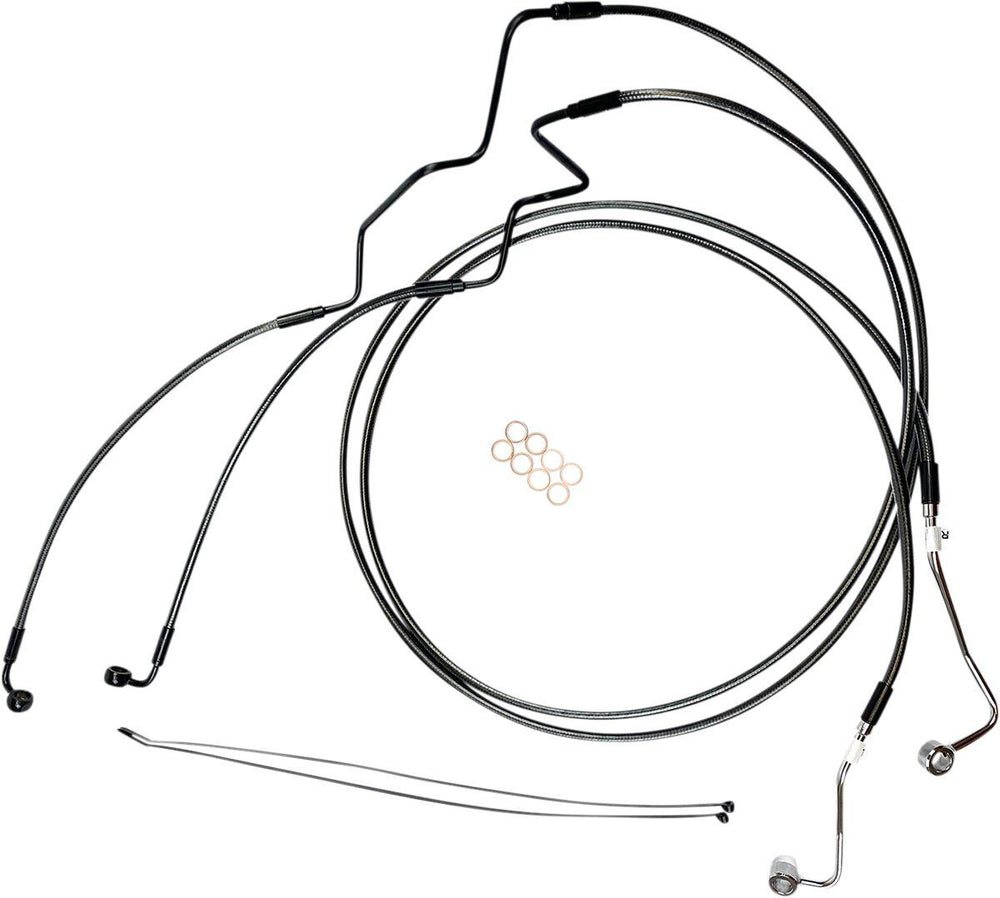 Magnum Shielding Designer Series Extended ABS Touring Brake Hose Kit For Harley Davidson FLH 1868 2021 +10.2 cm (4") Front Lower - Black Black Pearl
