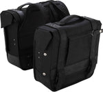 Burly Throw Over Leather Saddlebag Set - Black