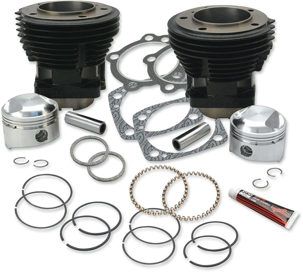 S&S Cycle Stock Bore 80" Cylinder & Standard Compression Piston Kit For Harley Davidson FLH 1340 1979-1984 - Powder-Coated