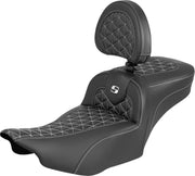 Saddlemen Roadsofa Extended Reach Seat With Backrest For Harley Davidson FLHX 1923 ABS 2024-2026 Gripper - Black/White