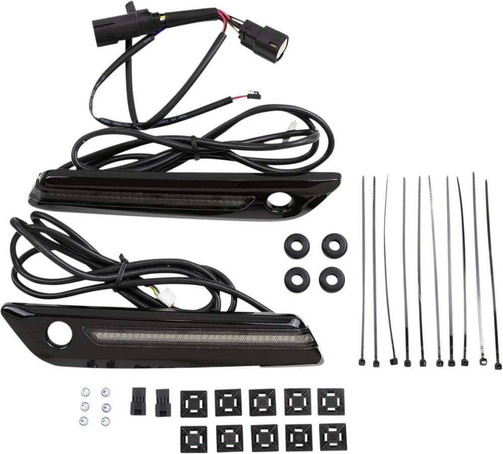 Ciro LED Saddlebag Hinge Covers For Harley Davidson FLH 1868 ABS 2021 - Black/Grey/Smoke