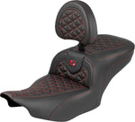 Saddlemen Roadsofa Standard Reach Seat With Backrest For Harley Davidson FLHX 1923 ABS 2024-2026 Gripper - Black/Red
