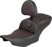 Saddlemen Roadsofa Standard Reach Seat With Backrest For Harley Davidson FLHX 1923 ABS 2024-2026 Gripper - Black/Red