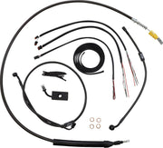 LA Choppers Complete Midnight Braided Handlebar Cable/Brake Hose Kit For Harley Davidson FLDE 1750 ABS 2018-2020 45.5 cm - 51 cm (18" - 20") - Black/Clear-Coated