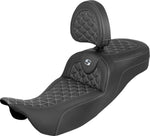 Saddlemen Extended Reach RoadSofa Tri Gripper Seat For Harley Davidson FLH 1868 ABS 2021 - Black/Silver