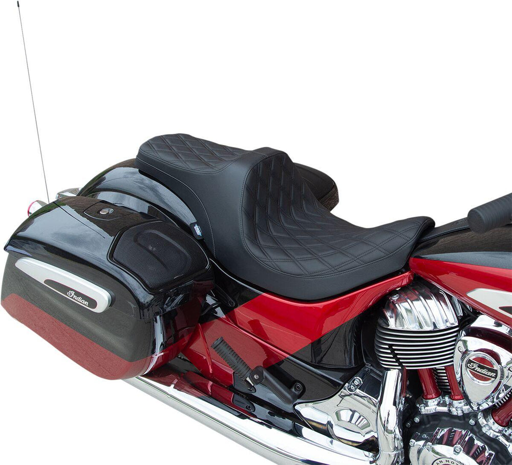 Drag Specialties Forward Positioned Predator III Seat For Indian Chief 111 2014-2020 Black Stitching Double Diamond - Black