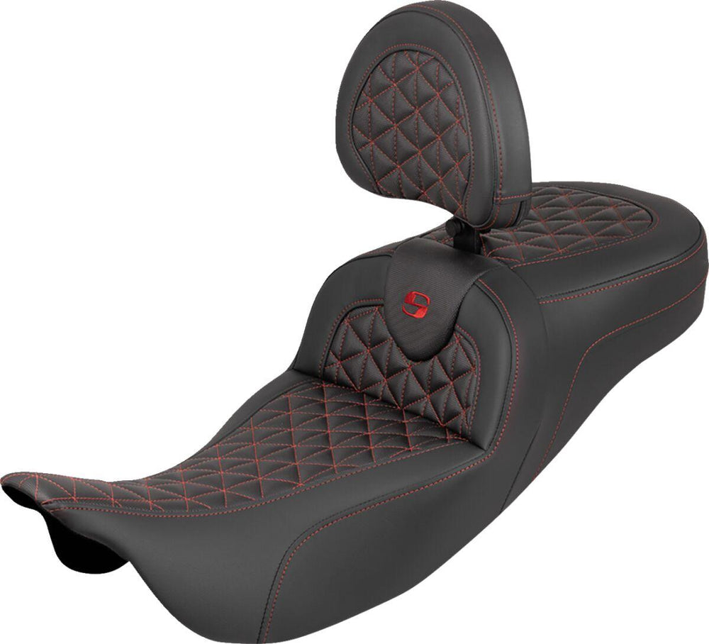 Saddlemen Extended Reach RoadSofa Tri Gripper Seat For Harley Davidson FLH 1868 ABS 2021 - Black/Red