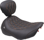 Mustang Wide Tripper Solo Seat With Backrest For Harley Davidson FLHX 1923 2024-2026 - Black/Orange