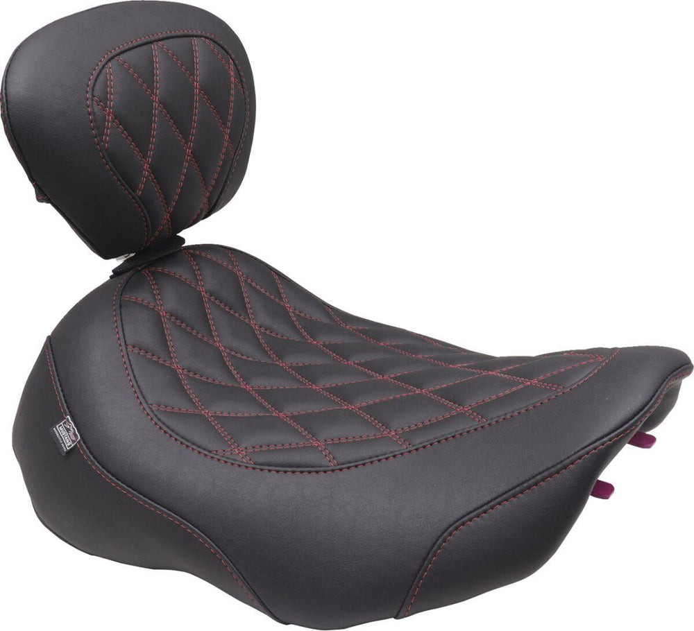 Mustang Wide Tripper Solo Seat With Backrest For Harley Davidson FLHX 1923 2024-2026 - Black/Red