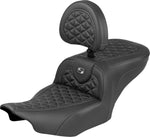 Saddlemen Roadsofa Standard Reach Seat With Backrest For Harley Davidson FLHX 1923 ABS 2024-2026 Gripper - Black/Grey