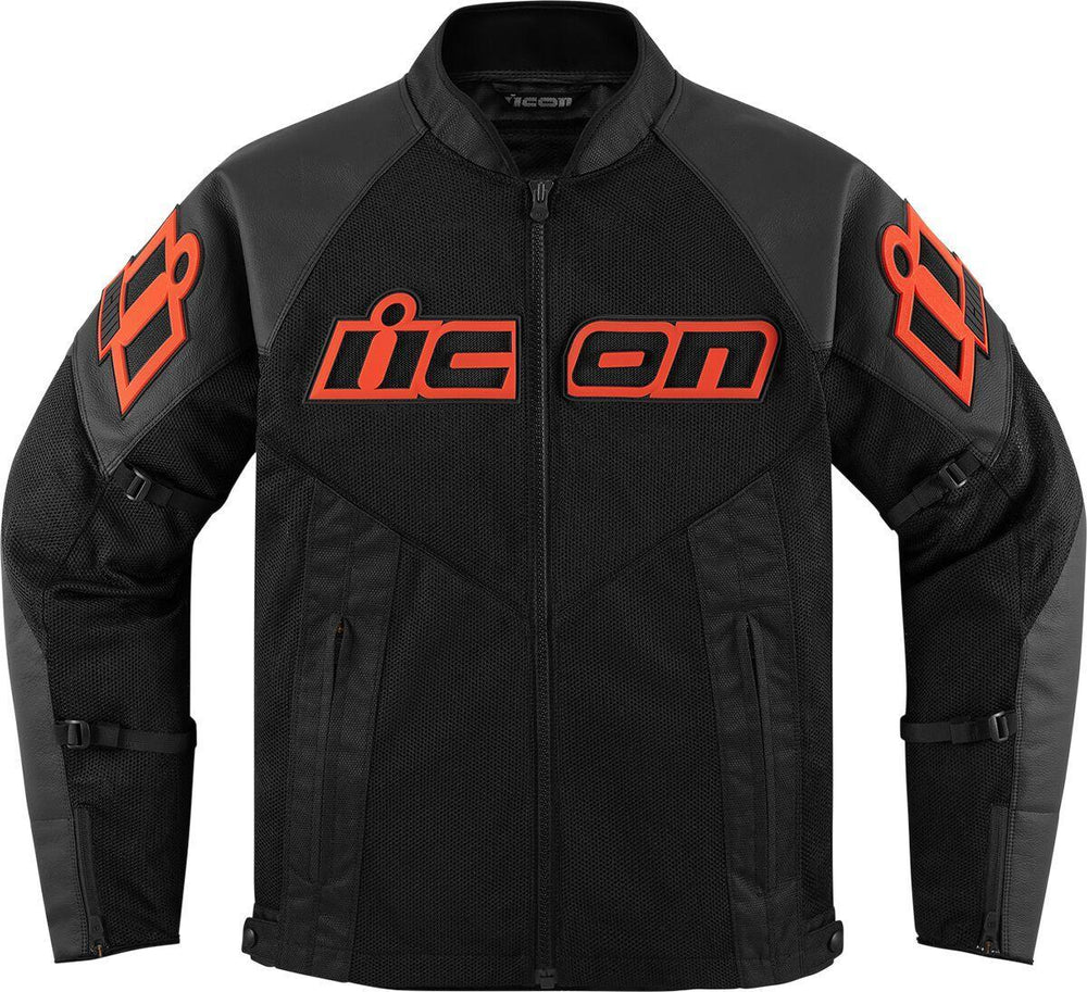 Icon Unisex Mesh AF Leather Jacket - Black Red