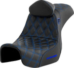 Saddlemen Pro Series SDC Performance Grip Black Gripper Lumbar Seat With Backrest For Harley Davidson FLD 1690 2012-2013 - Black/Blue