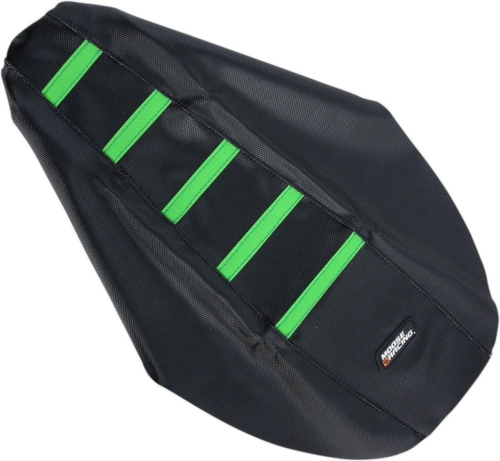 Moose Racing Ribbed Seat Cover For Kawasaki KX100 1991-2000 - Black Cover Green Ribs