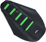 Moose Racing Ribbed Seat Cover For Kawasaki KX100 1991-2000 - Black Cover Green Ribs