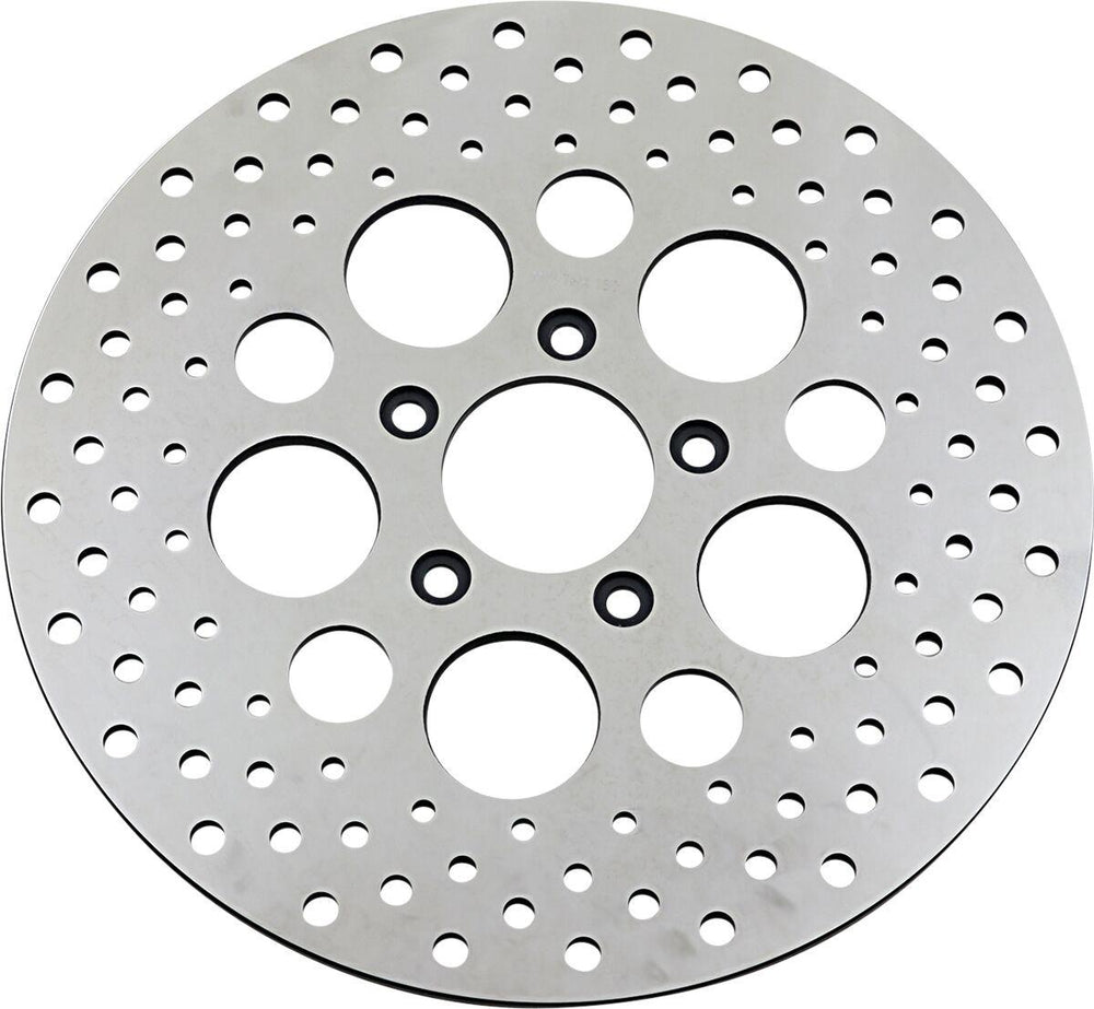 Drag Specialties Polished Stainless Steel Drilled Brake Disc For Harley Davidson FLHR 1450 2000-2003 Front - Silver