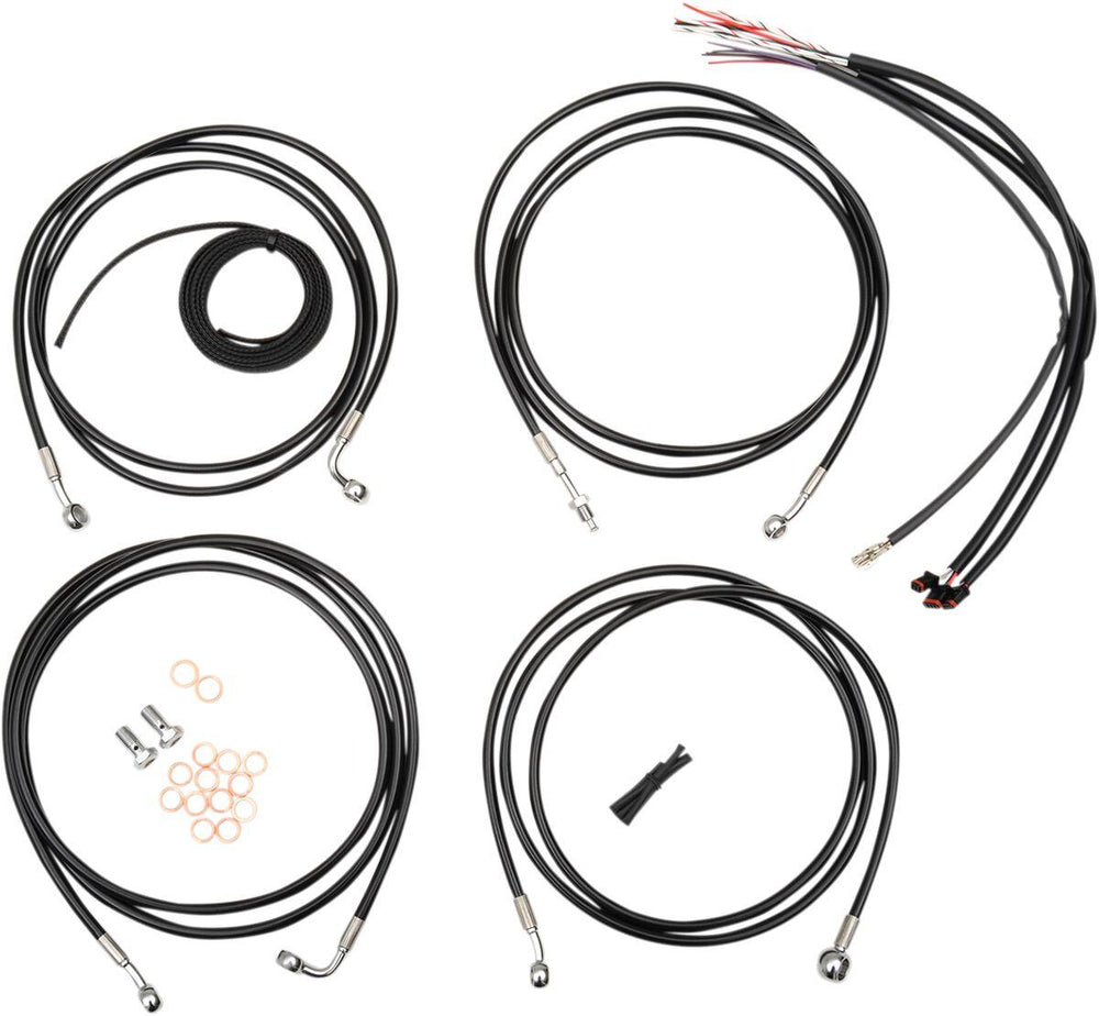 LA Choppers Complete Black Vinyl Braided Handlebar Cable/Brake Hose Kit For Harley Davidson FLHR 1690 ABS 2015 45.5 cm - 51 cm (18" - 20") - Black/Clear-Coated