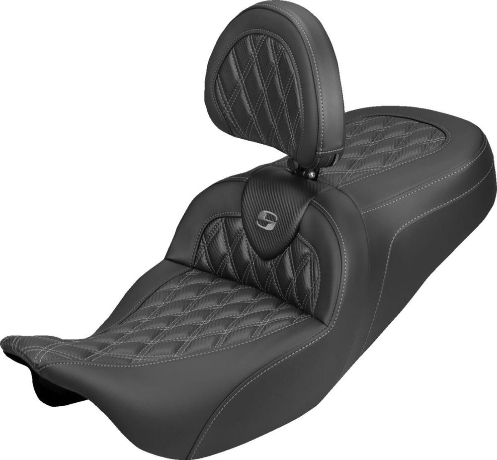 Saddlemen Roadsofa Carbon Fibre Seat For Harley Davidson FLH 1868 ABS 2021 Carbon Fiber Weave - Black/Grey