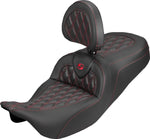 Saddlemen Roadsofa Carbon Fibre Seat With Driver Backrest For Harley Davidson FLH 1868 ABS 2021 - Black/Red