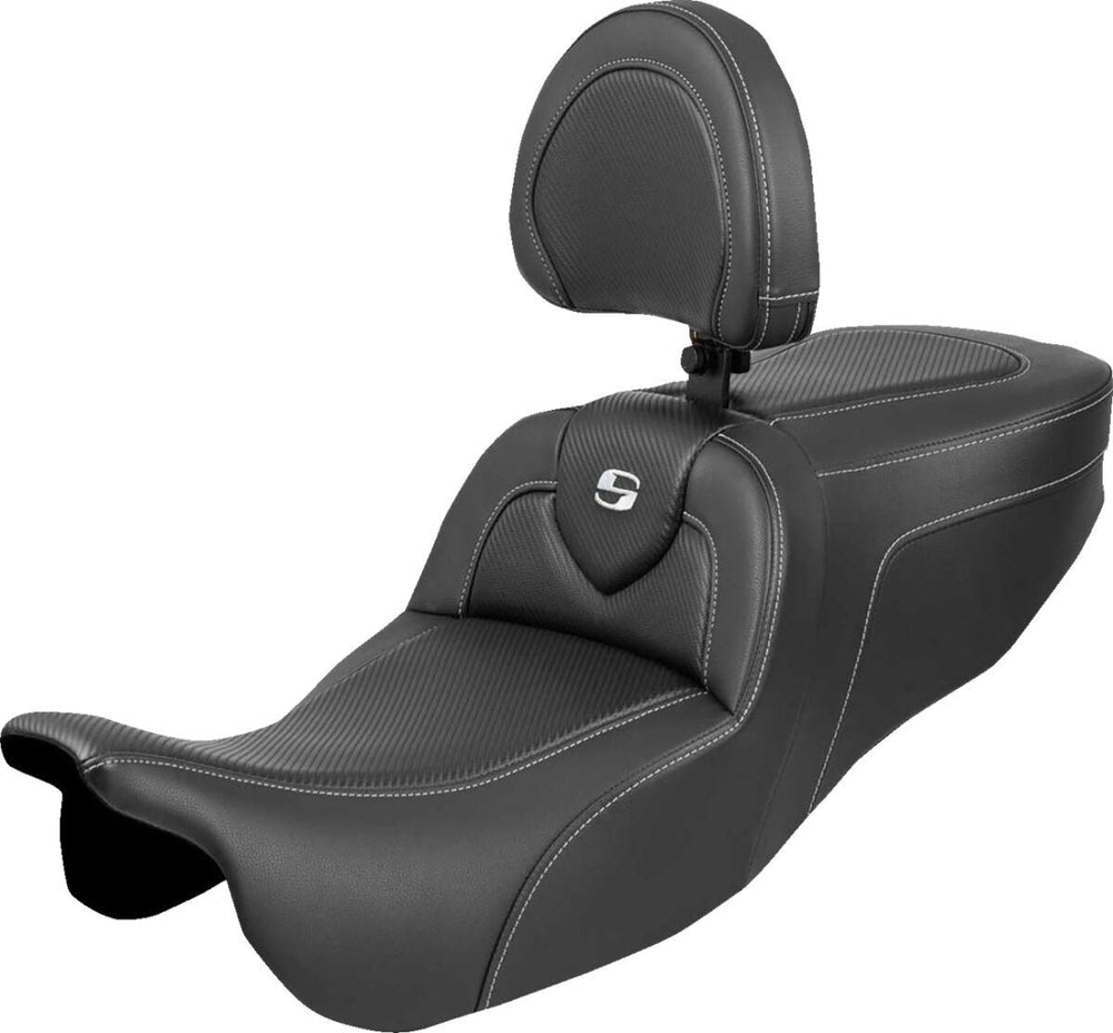 Saddlemen RoadSofa Seat With Backrest For Harley Davidson FLRT 1690 2015-2016 Carbon Fiber - Black