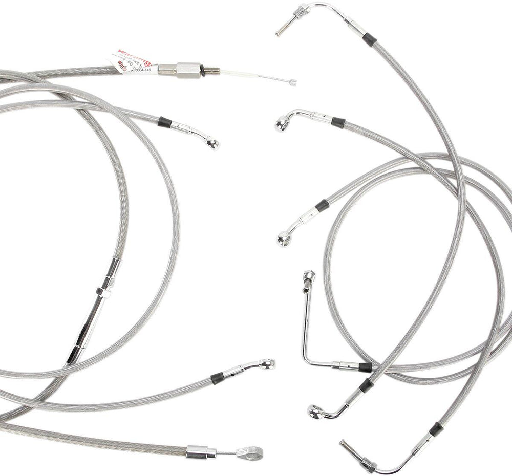Burly Handlebar Cable Brake Hose Kit For Harley Davidson FLHT 1584 2008-2010 38cm (15") - Silver